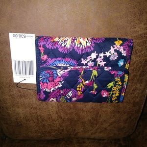 NWT VERA BRADLEY EURO WALLET MIDNIGHT WILDFLOWERS
